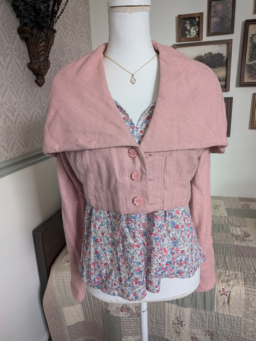 April Cornell Harper Jacket S Dusty Rose Spencer Crop Romantic Cottagecore